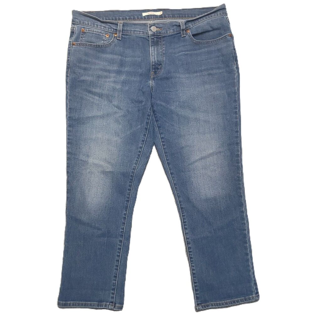 Levis Boyfriend Jeans Womens 32 Stretch Blue Ankle Denim Pants